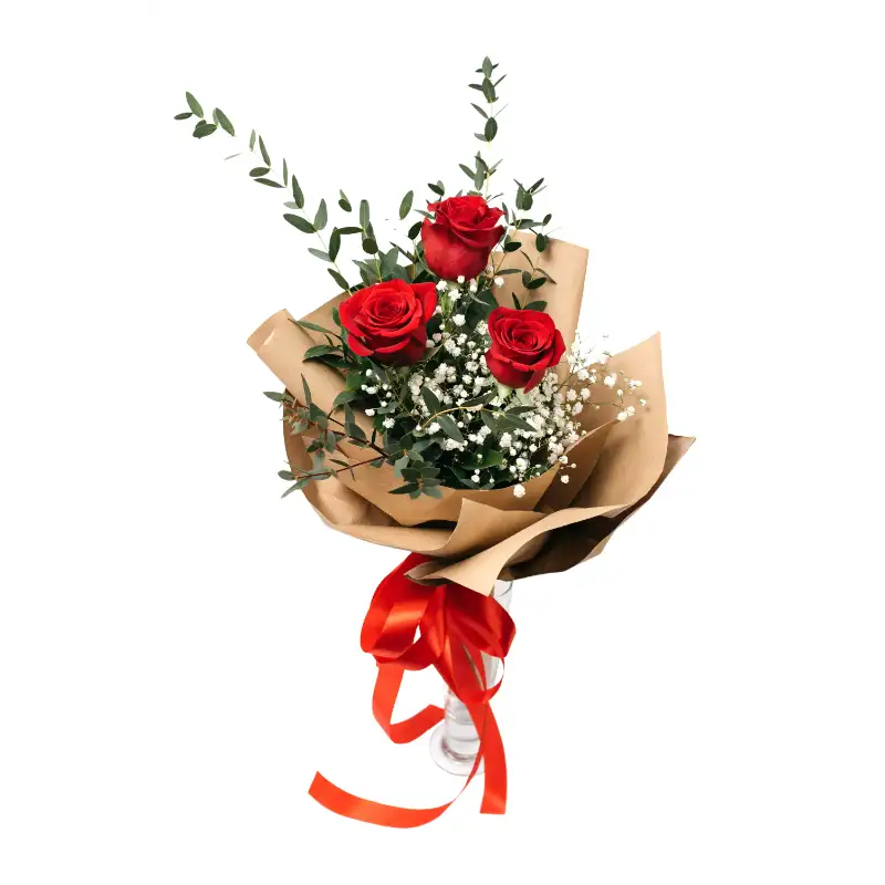 Mazzo di 3 Rose Rosse
